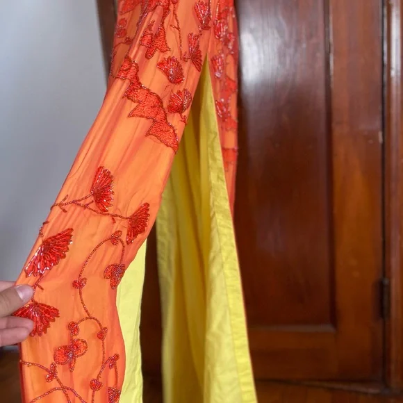 Vibrant Orange Chemise with Red Embroidery - Picture 7 of 10